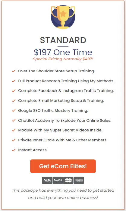 eCom Elites Standard Pricing