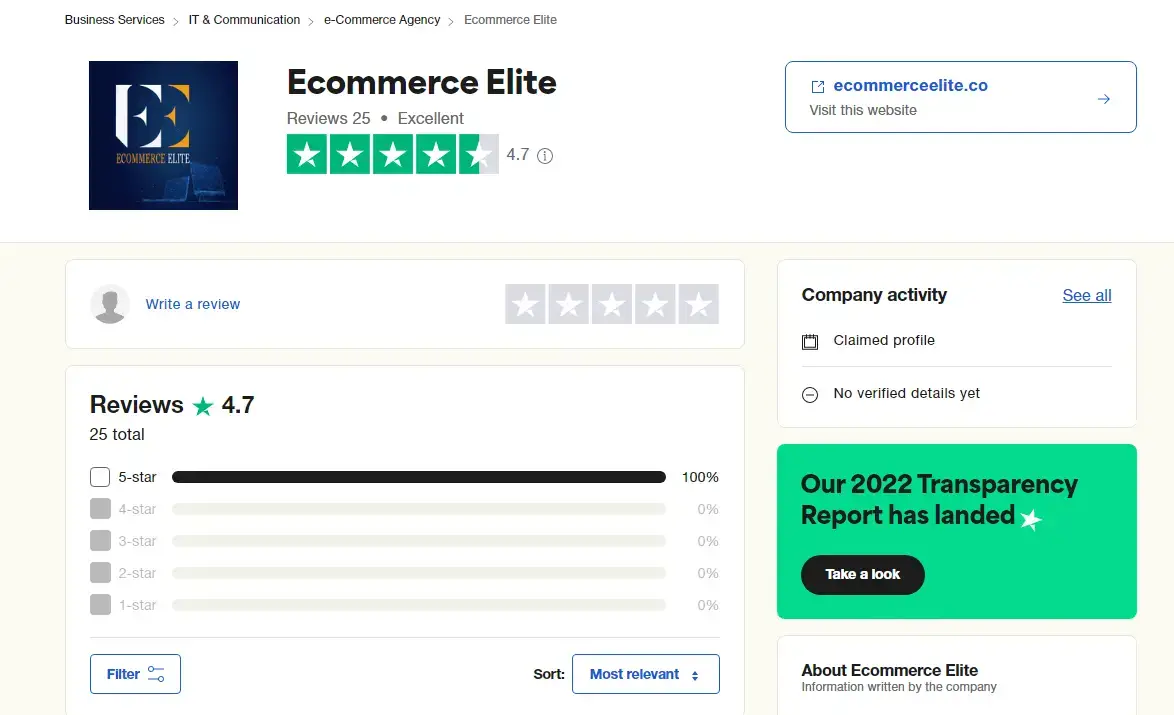 eCommerce Elite Trustpilot Review