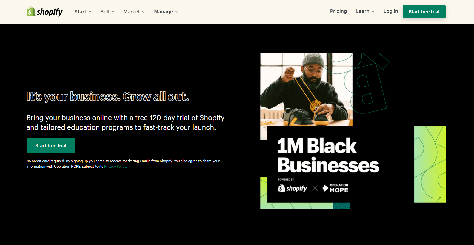 Shopify 1M Black Businesses Page