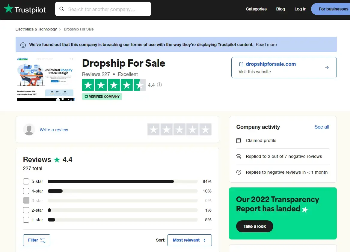 DropshipForSale Trustpilot