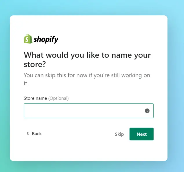 Shopify Trial Enter Store Name