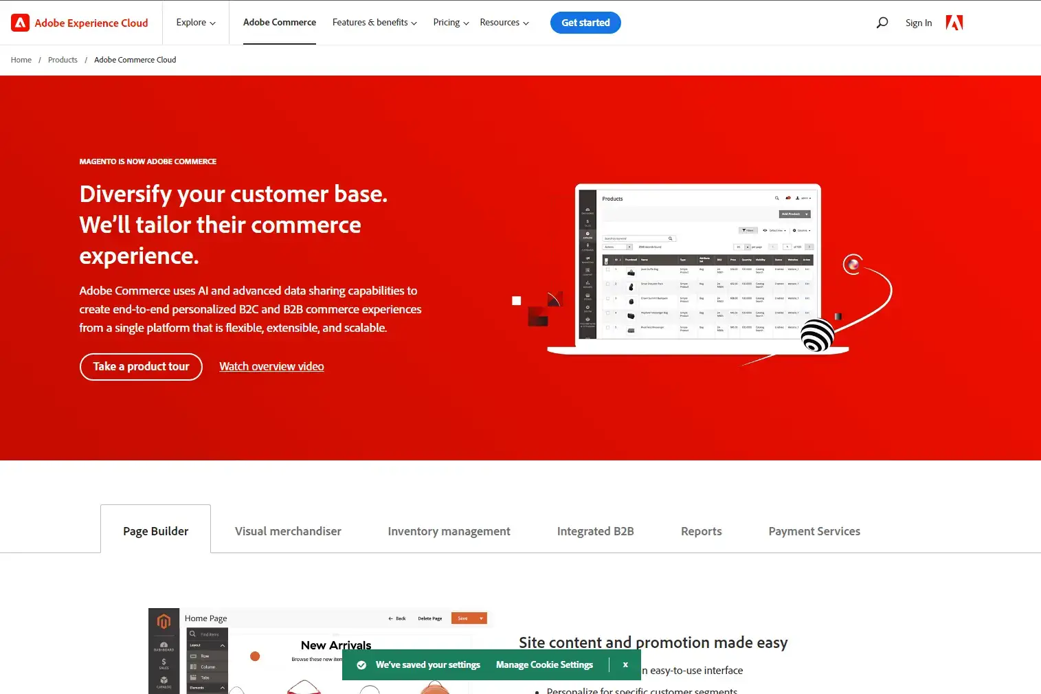 Adobe Commerce Homepage