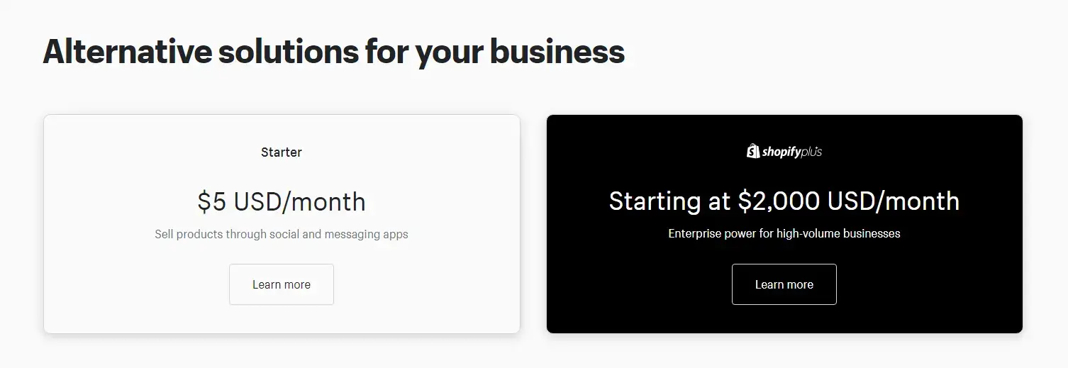 Shopify Starter And Shopify Plus Plans