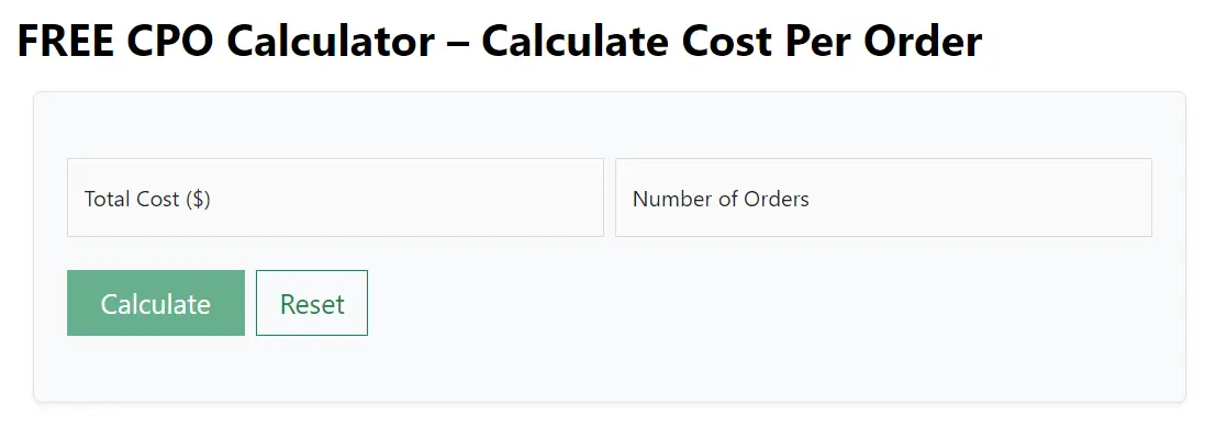 CPO Calculator