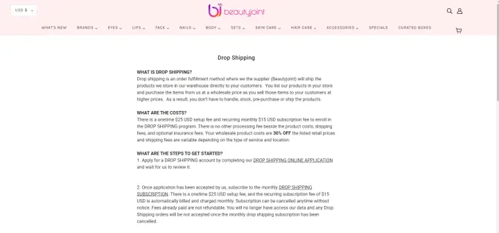 BeautyJoint Dropshipping Page