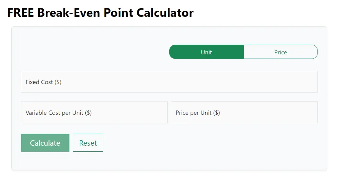 Break Even Point Calculator