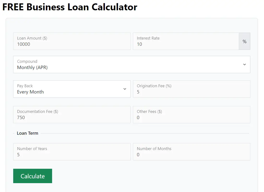 Business Loan Calculator