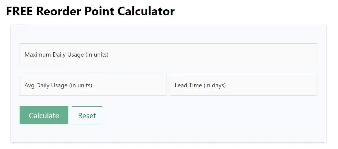 Reorder Point Calculator
