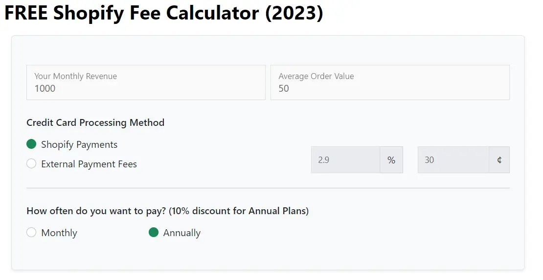 Shopify Fee Calculator