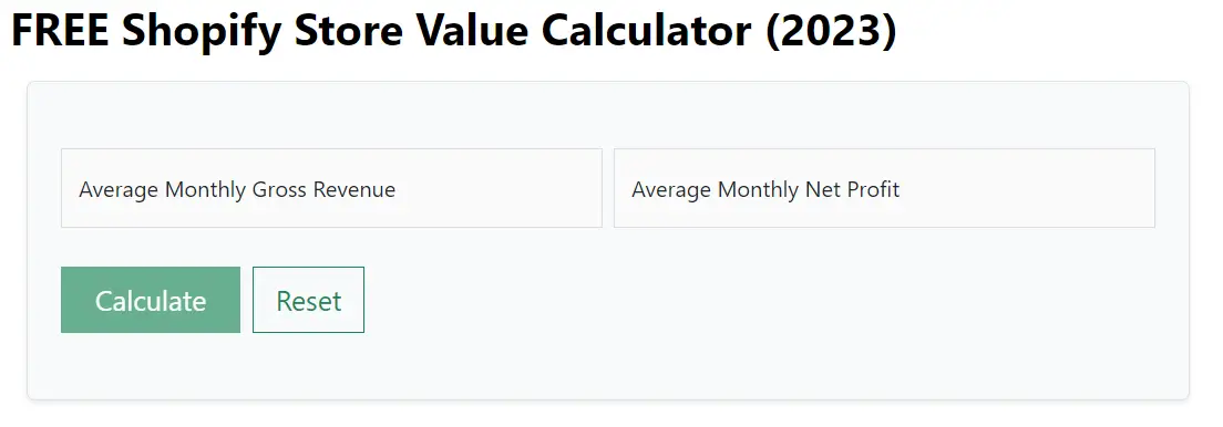 Shopify Store Value Calculator