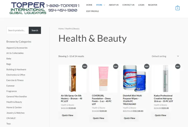 TopperLiquidators Health And Beauty Category Page