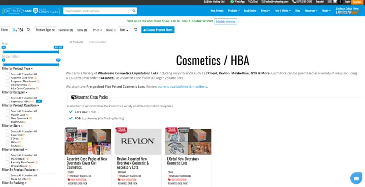 ViaTrading Cosmetics Category Page