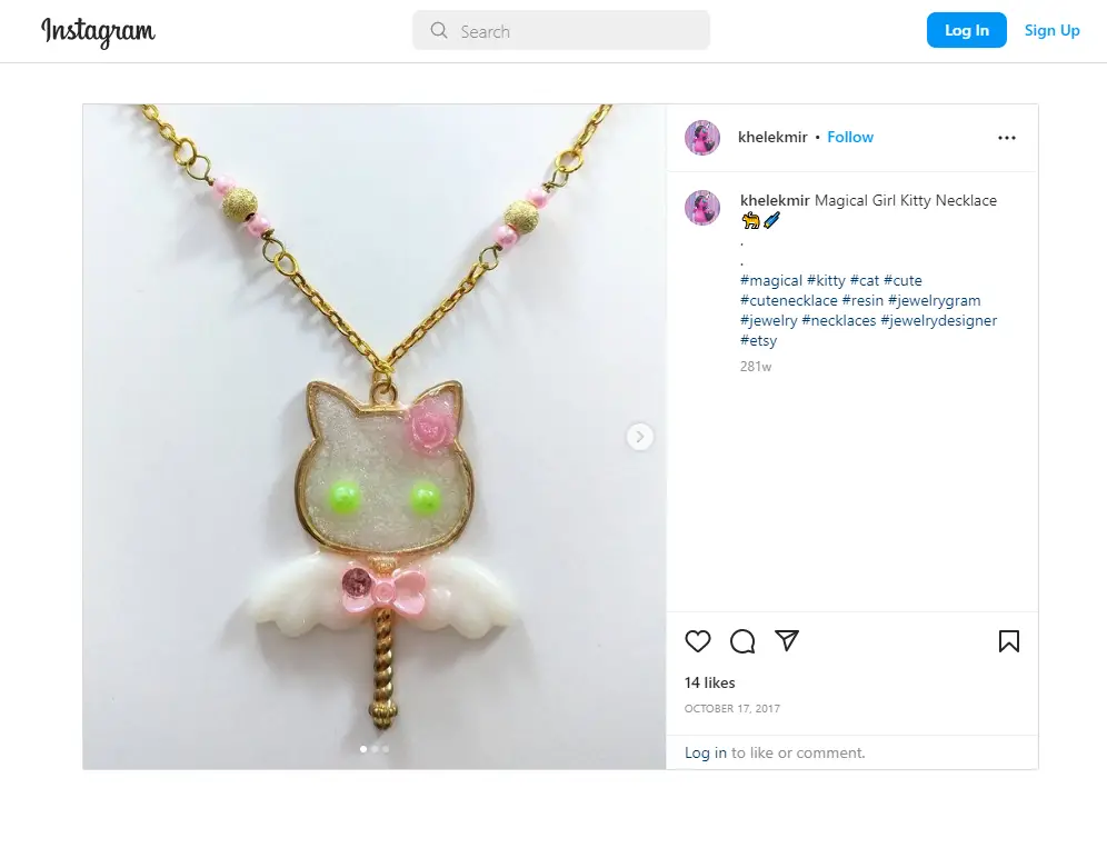 Kitty Necklace On Instagram