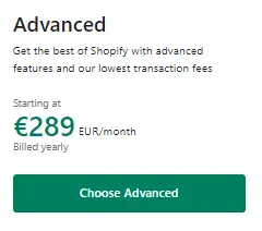 Shopify Germany Advanced Plan Pricing