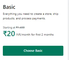 Shopify India Basic Plan