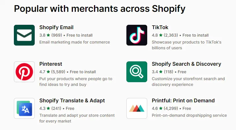 Popular Shopify Apps