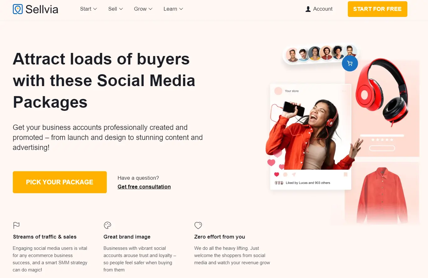 Sellvia Social Media Package Page