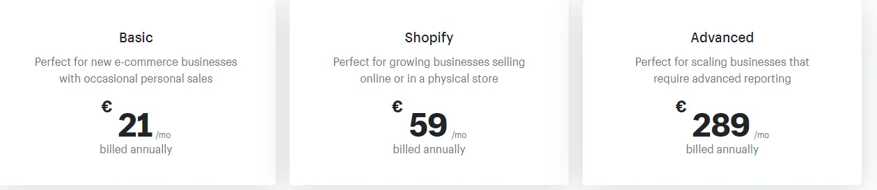 Shopify Netherlands Pricing Plans