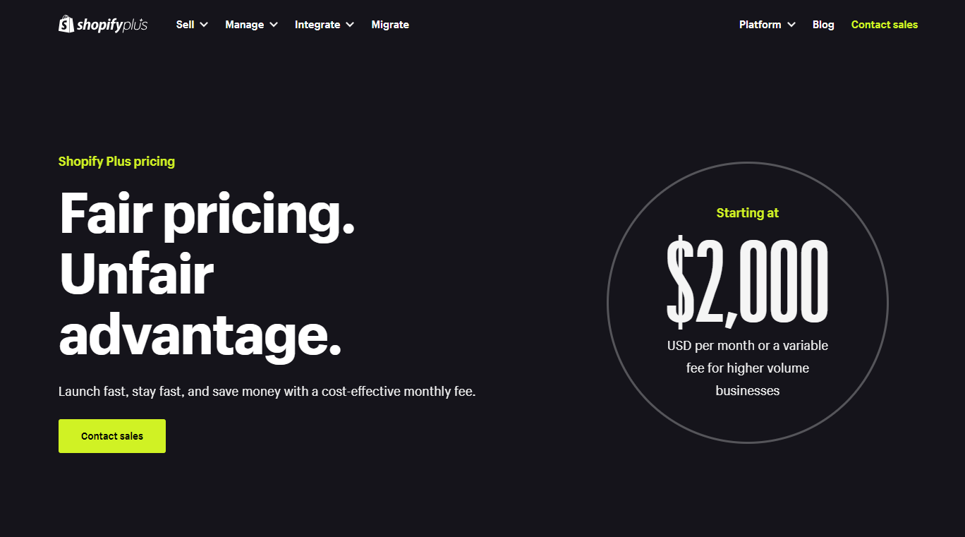 Shopify Plus Pricing