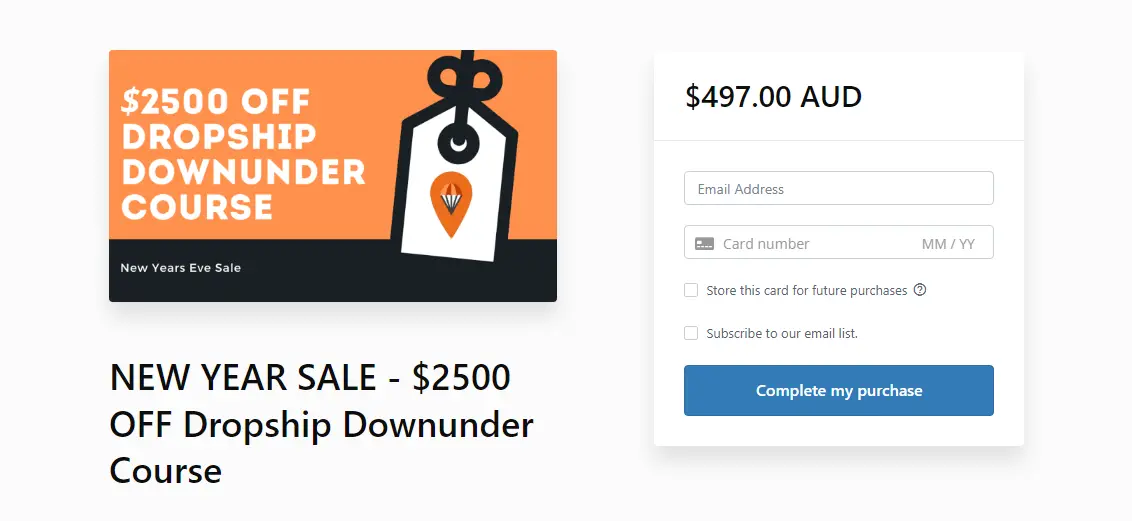 Dropship Down under Pricing
