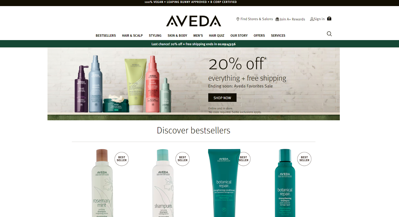 Aveda Homepage