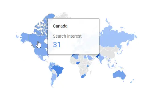 Dropshipping Interest By Region Canada Chart
