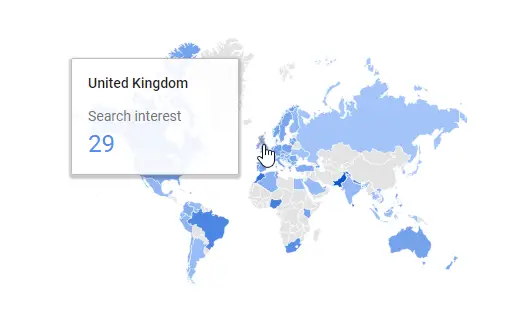 Dropshipping Interest By Region UK Chart
