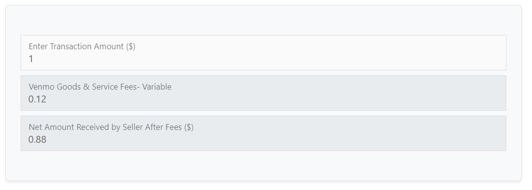 Venmo Fee Calculator